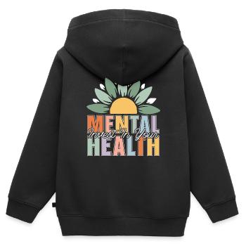Mental Health Invest In Your Mental Health Care - Kinder Premium Organic Zip Hoodie - Schwarz - Hinten - AI Model Kid Male (0cm)
