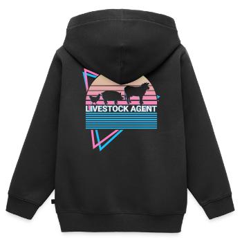 Rétro de l’élevage - Sweat Premium à capuche zippé enfant bio - noir - Dos - AI Model Kid Male (0cm)