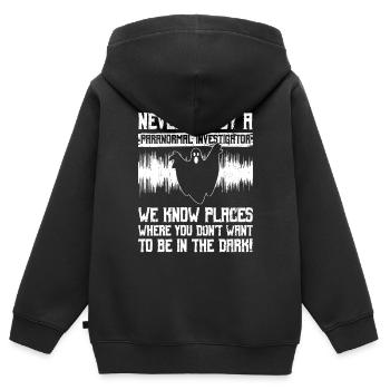 Paranormales Forscherdesign Für Paranormale - Sweat Premium à capuche zippé enfant bio - noir - Dos - AI Model Kid Male (0cm)