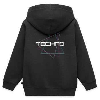 Techno - Kids Premium Organic Zip-up Hoodie - black - Back - AI Model Kid Male (0cm)