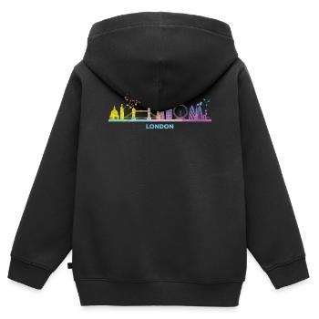 Londoner Skyline London - Kinder Premium Organic Zip Hoodie - Schwarz - Hinten - AI Model Kid Male (0cm)