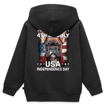 Bulldogge 4 July Independence Day USA Flagge - Kinder Premium Organic Zip Hoodie - Schwarz - Hinten - AI Model Kid Male (0cm)