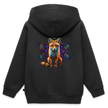 Fuchs Tierliebhaber Geschenk Wildtier Tier Motiv - Kinder Premium Organic Zip Hoodie - Schwarz - Hinten - AI Model Kid Male (0cm)