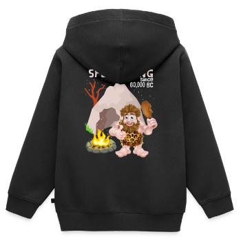 Spelunking, speleology, Neanderthal saying - Kids Premium Organic Zip-up Hoodie - black - Back - AI Model Kid Male (0cm)