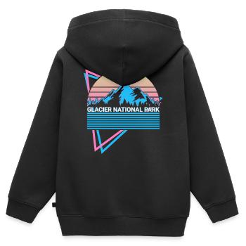 Parc national Glacier Rétro - Sweat Premium à capuche zippé enfant bio - noir - Dos - AI Model Kid Male (0cm)