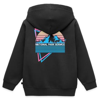 National Park Retro - Kids Premium Organic Zip-up Hoodie - black - Back - AI Model Kid Male (0cm)