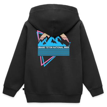 National Park Grand Teton Retro - Kinder Premium Organic Zip Hoodie - Schwarz - Hinten - AI Model Kid Male (0cm)