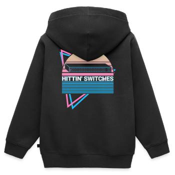 Rétro de la technologie de réseau - Sweat Premium à capuche zippé enfant bio - noir - Dos - AI Model Kid Male (0cm)