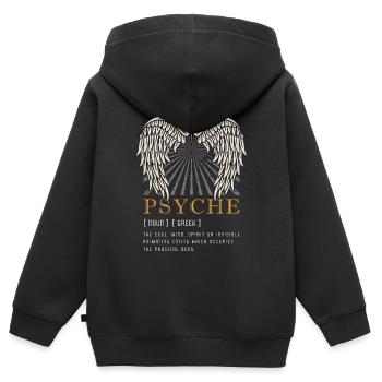 Mythologie grecque Psyché L’âme Anciens dieux - Sweat Premium à capuche zippé enfant bio - noir - Dos - AI Model Kid Male (0cm)