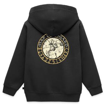 Carte de la mythologie nordique de la déesse Asgard Valkyrie - Sweat Premium à capuche zippé enfant bio - noir - Dos - AI Model Kid Male (0cm)