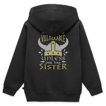 Norse Mythology One's Back Is Vulnerable Norse - Kids Premium Organic Zip-up Hoodie - black - Back - AI Model Kid Male (0cm)