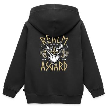 Mythologie nordique Visitez le royaume d’Asgard Valknut - Sweat Premium à capuche zippé enfant bio - noir - Dos - AI Model Kid Male (0cm)