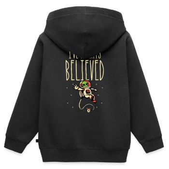 J’ai toujours cru extraterrestre - Sweat Premium à capuche zippé enfant bio - noir - Dos - AI Model Kid Male (0cm)