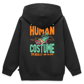 Dies Ist Mein Menschliches Kostüm. Ich Bin - Kinder Premium Organic Zip Hoodie - Schwarz - Hinten - AI Model Kid Male (0cm)