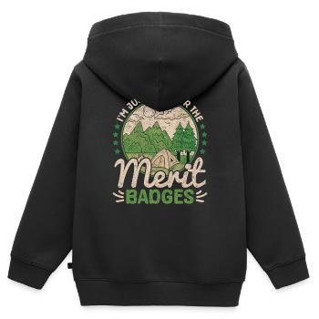 Insigne scout scout chef scout - Sweat Premium à capuche zippé enfant bio - noir - Dos - AI Model Kid Male (0cm)