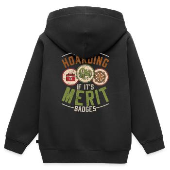 Insigne scout Guide scout Scout Scout - Sweat Premium à capuche zippé enfant bio - noir - Dos - AI Model Kid Male (0cm)