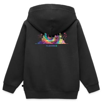 Florentiner Skyline Stadtbild Florenz - Kinder Premium Organic Zip Hoodie - Schwarz - Hinten - AI Model Kid Male (0cm)