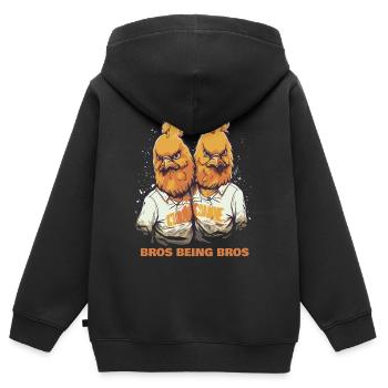 Bros unter sich: Die Hühner Brüder - Kinder Premium Organic Zip Hoodie - Schwarz - Hinten - AI Model Kid Male (0cm)