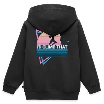 Felsklettern Felskletterer Retro - Kinder Premium Organic Zip Hoodie - Schwarz - Hinten - AI Model Kid Male (0cm)