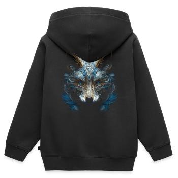 Fuchs Tierliebhaber Geschenk Wildtier Tier Motiv - Kinder Premium Organic Zip Hoodie - Schwarz - Hinten - AI Model Kid Male (0cm)