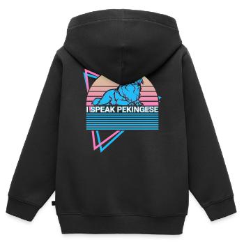Ich spreche Pekinesisch Retro - Kinder Premium Organic Zip Hoodie - Schwarz - Hinten - AI Model Kid Male (0cm)