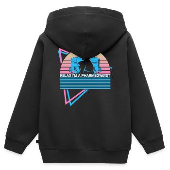 Apothekerin Apotheke Katze Retro - Kinder Premium Organic Zip Hoodie - Schwarz - Hinten - AI Model Kid Male (0cm)