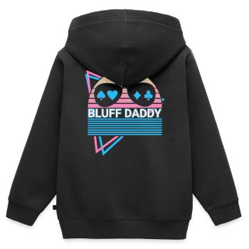Joueur de poker Papa Retro - Sweat Premium à capuche zippé enfant bio - noir - Dos - AI Model Kid Male (0cm)
