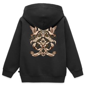 Kreuz Christi, Jesus Christus mit Friedenstauben - Kinder Premium Organic Zip Hoodie - Schwarz - Hinten - AI Model Kid Male (0cm)