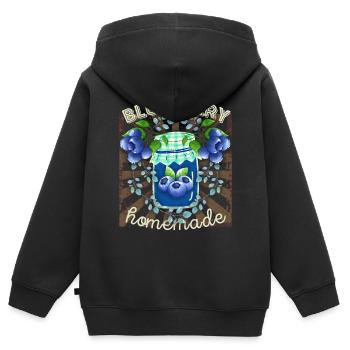 Blueberry, Blaubeermarmelade, Blaubeeren Spruch - Kinder Premium Organic Zip Hoodie - Schwarz - Hinten - AI Model Kid Male (0cm)