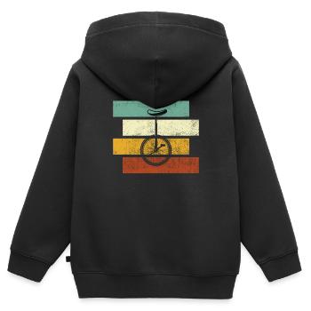 Rétro monocycle - Sweat Premium à capuche zippé enfant bio - noir - Dos - AI Model Kid Male (0cm)