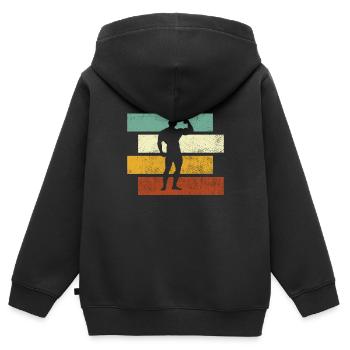 Body building Retro - Kinder Premium Organic Zip Hoodie - Schwarz - Hinten - AI Model Kid Male (0cm)