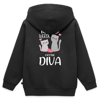 Werde Große Schwester Diva Verkünden Katzen - Kinder Premium Organic Zip Hoodie - Schwarz - Hinten - AI Model Kid Male (0cm)