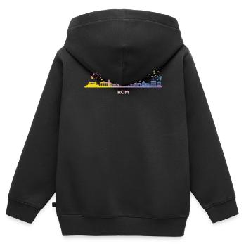 Horizon romain Rome - Sweat Premium à capuche zippé enfant bio - noir - Dos - AI Model Kid Male (0cm)