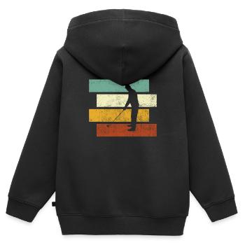 Golf Retro - Kinder Premium Organic Zip Hoodie - Schwarz - Hinten - AI Model Kid Male (0cm)