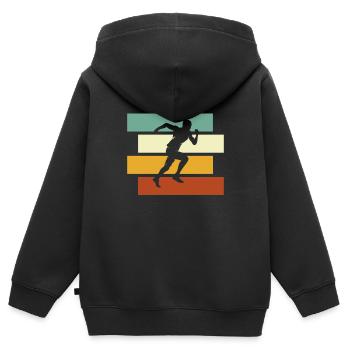Jogging Rétro - Sweat Premium à capuche zippé enfant bio - noir - Dos - AI Model Kid Male (0cm)