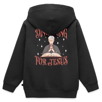 Missionnaire mormon SDJ - Sweat Premium à capuche zippé enfant bio - noir - Dos - AI Model Kid Male (0cm)