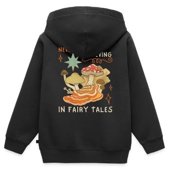 Contes de fées, contes de fées, faecore, champignons, drôle de dicton, - Sweat Premium à capuche zippé enfant bio - noir - Dos - AI Model Kid Male (0cm)