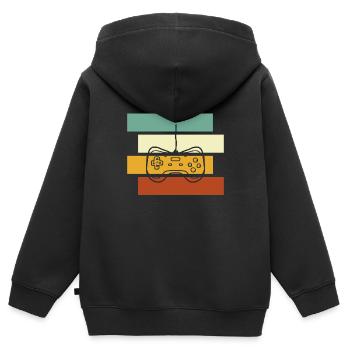 Gaming Retro - Kinder Premium Organic Zip Hoodie - Schwarz - Hinten - AI Model Kid Male (0cm)