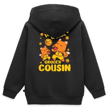 Ich Werde Großer Cousin Fuchs bald Cousin - Kinder Premium Organic Zip Hoodie - Schwarz - Hinten - AI Model Kid Male (0cm)