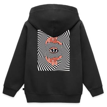 Weirdcore Ästhetische Optische Illusion Totenkopf - Kinder Premium Organic Zip Hoodie - Schwarz - Hinten - AI Model Kid Male (0cm)