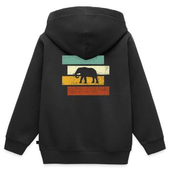 Elefant Retro - Kinder Premium Organic Zip Hoodie - Schwarz - Hinten - AI Model Kid Male (0cm)