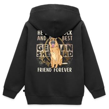 Deutscher Schäferhund, lustiger Spruch, Rassehund - Kinder Premium Organic Zip Hoodie - Schwarz - Hinten - AI Model Kid Male (0cm)