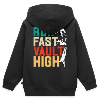 Saut à la perche Saut à la perche - Sweat Premium à capuche zippé enfant bio - noir - Dos - AI Model Kid Male (0cm)