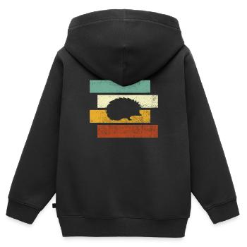Igel Retro - Kinder Premium Organic Zip Hoodie - Schwarz - Hinten - AI Model Kid Male (0cm)