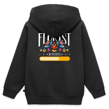 Fleuriste en cours Jardinage Fleuriste Fleuristes - Sweat Premium à capuche zippé enfant bio - noir - Dos - AI Model Kid Male (0cm)
