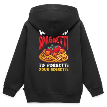 Fliegendes Spaghettimonster FSM Pastafarian - Kinder Premium Organic Zip Hoodie - Schwarz - Hinten - AI Model Kid Male (0cm)