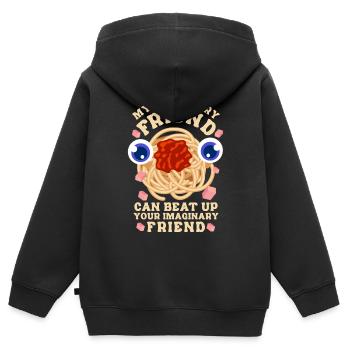 Das fliegende Spaghettimonster - Kinder Premium Organic Zip Hoodie - Schwarz - Hinten - AI Model Kid Male (0cm)