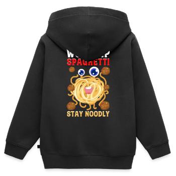 Le monstre spaghetti volant - Sweat Premium à capuche zippé enfant bio - noir - Dos - AI Model Kid Male (0cm)