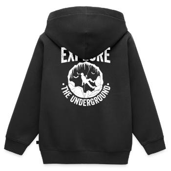 Erkunden Sie Den Untergrund Höhlenforscher - Kinder Premium Organic Zip Hoodie - Schwarz - Hinten - AI Model Kid Male (0cm)