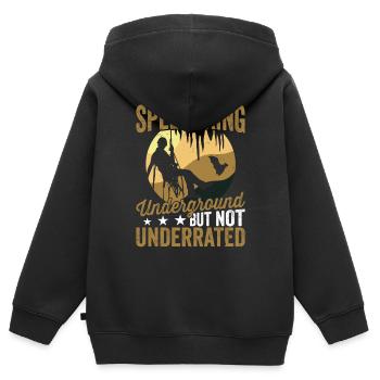 Exploration de grottes Exploration de grottes souterraines - Sweat Premium à capuche zippé enfant bio - noir - Dos - AI Model Kid Male (0cm)